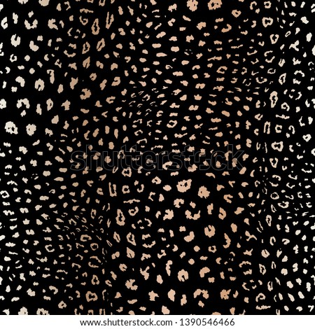 Realistic leopard print. Animal skin seamless pattern. Vector background with small brown spots on black backdrop. Abstract exotic texture. Jaguar, leopard, cheetah, panther fur. Dark repeat design