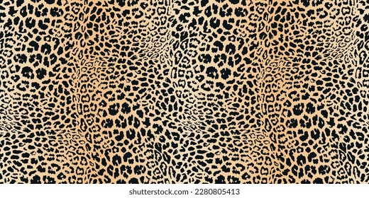 Realistic leopard print. Vector seamless pattern. Animal skin texture. Stylish background of jaguar, leopard, cheetah fur. Abstract exotic african style pattern. Trendy repetitive decorative design