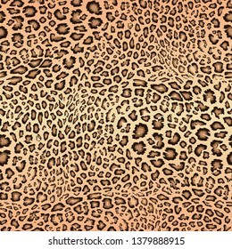 Realistic leopard seamless pattern. Animal skin texture. Vector background of jaguar, leopard, cheetah, giraffe fur. Abstract exotic african style pattern. Repeat design for decor, textile, wallpapers