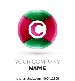 Realistic Letter C vector logo symbol in the colorful circle on white background. Vector template for your design