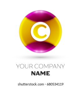 Realistic Letter C vector logo symbol in the colorful circle on white background. Vector template for your design