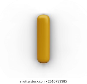 Realistic letter I in festive style. Golden element of English alphabet. Isolated decorative template, model for composing texts. Vector element for online concepts