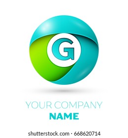 Realistic letter G vector logo symbol in the colorful circle on white background. Vector template for your design