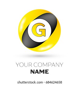 Realistic Letter G vector logo symbol in the colorful circle on white background. Vector template for your design