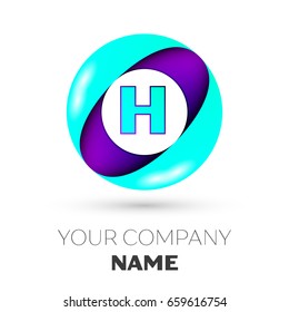 Realistic Letter H vector logo symbol in the colorful circle on white background. Vector template for your design