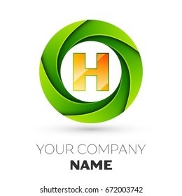 Realistic Letter H vector logo symbol in the colorful circle on white background. Vector template for your design