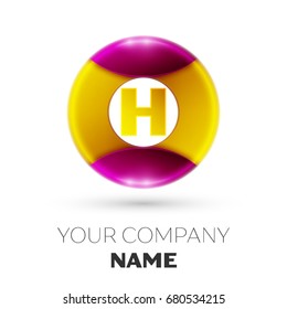 Realistic Letter H vector logo symbol in the colorful circle on white background. Vector template for your design