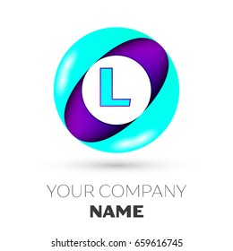 Realistic Letter L vector logo symbol in the colorful circle on white background. Vector template for your design