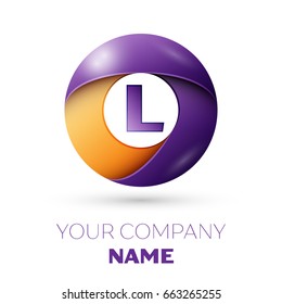 Realistic letter L vector logo symbol in the colorful circle on white background. Vector template for your design