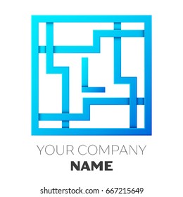 Realistic Letter L vector logo symbol in the colorful square maze on white background. Shadow Breaks. Vector template for your design