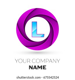Realistic Letter L vector logo symbol in the colorful circle on white background. Vector template for your design
