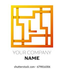 Realistic Letter L vector logo symbol in the colorful square maze on white background. Shadow Breaks. Vector template for your design