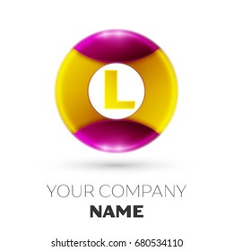Realistic Letter L vector logo symbol in the colorful circle on white background. Vector template for your design