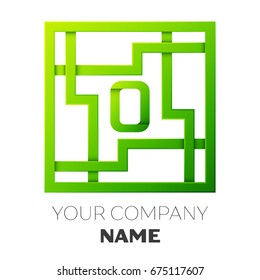 Realistic Letter O vector logo symbol in the colorful square maze on white background. Shadow Breaks. Vector template for your design