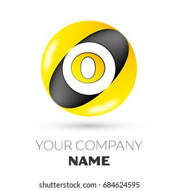 Realistic Letter O vector logo symbol in the colorful circle on white background. Vector template for your design