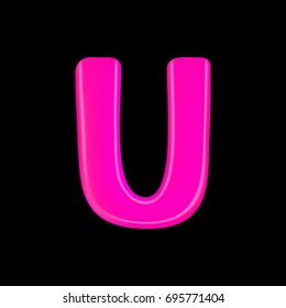 Realistic letter U isolated on black background. 3d. Stock - Vector illustration
