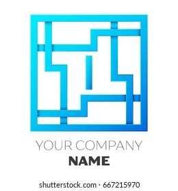 Realistic Letter I vector logo symbol in the colorful square maze on white background. Shadow Breaks. Vector template for your design