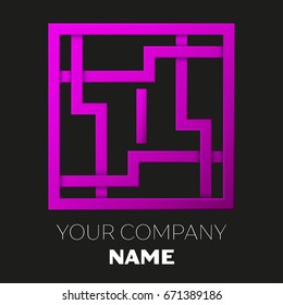 Realistic Letter I vector logo symbol in the colorful square maze on black background. Shadow Breaks. Vector template for your design