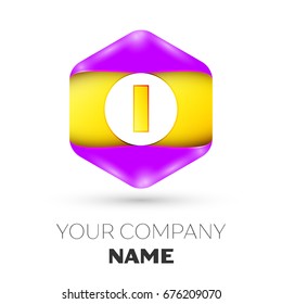 Realistic Letter I vector logo symbol in the colorful hexagonal on white background. Vector template for your design