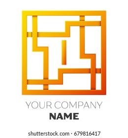 Realistic Letter I vector logo symbol in the colorful square maze on white background. Shadow Breaks. Vector template for your design