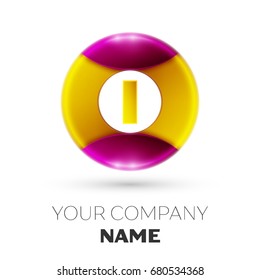 Realistic Letter I vector logo symbol in the colorful circle on white background. Vector template for your design