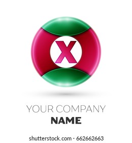 Realistic Letter X vector logo symbol in the colorful circle on white background. Vector template for your design