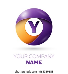 Realistic letter Y vector logo symbol in the colorful circle on white background. Vector template for your design