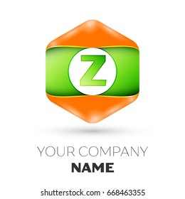 Realistic Letter Z vector logo symbol in the colorful hexagonal on white background. Vector template for your design