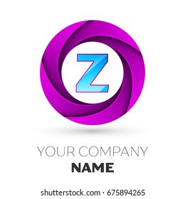 Realistic Letter Z vector logo symbol in the colorful circle on white background. Vector template for your design
