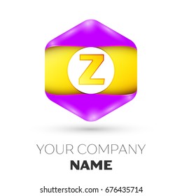 Realistic Letter Z vector logo symbol in the colorful hexagonal on white background. Vector template for your design