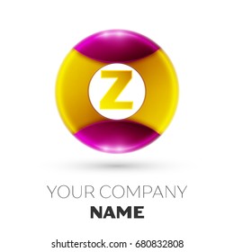 Realistic Letter Z vector logo symbol in the colorful circle on white background. Vector template for your design