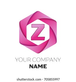 Realistic Letter Z vector logo symbol in the colorful hexagonal on white background. Vector template for your design