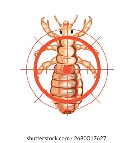 Piojos realistas
sobre fondo blanco. Vista superior. Vector, piojos la pistola. Detengan los piojos. Signo de detener insectos. piojos en el círculo rojo que prohíbe, Vector