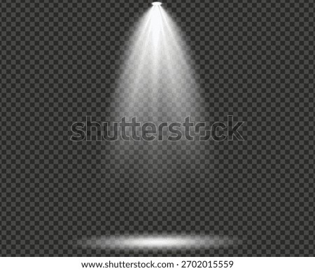 Realistic Light Beam with Floor Glow. Dramatic Stage Projector Effect.