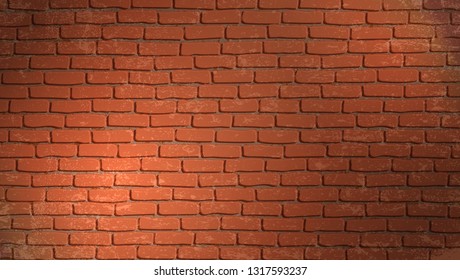 Realistic light brown brick wall background. Distressed overlay texture of old brickwork, grunge abstract halftone pattern. Texture for template, layout, poster, fabric and different print production