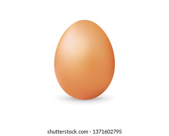 Realistic light brown chicken egg isolated on white background. Easter design. 