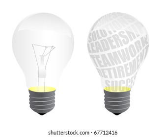 Realistic light bulb with business words. Vector file available. / Light bulb