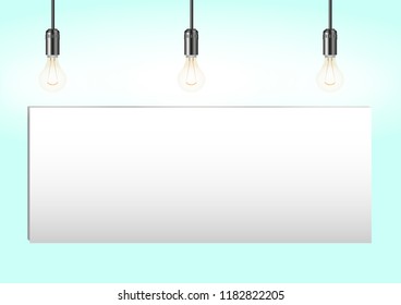 Realistic a light bulb illuminates an empty picture. Vector Illustration