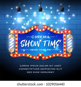 Realistic light bulbs frame banner with shining decoration. Vector illustration