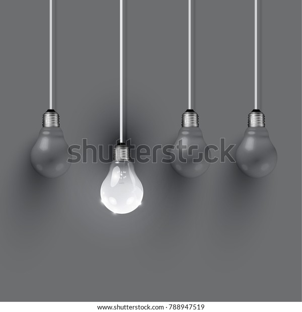 Realistic Light Bulbs On Black Background Stock Vector (Royalty Free