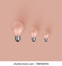 Realistic light bulbs on orange background, vector illustration