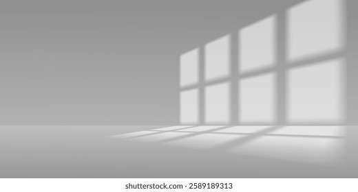 Realistic light effect of window shadows. Natural lighting on a transparent background.