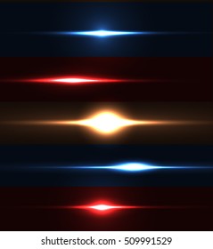 Realistic light glare sparkle, highlight set. Collection of beautiful bright lens flares. Lighting effects of flash. Easy to use.