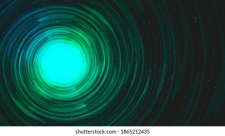 Realistic Light Green Spiral Black Hole on Galaxy Background.planet and physics concept design,vector illustration.