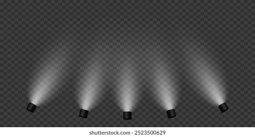 Realistic light rays light effect. Magic spotlight effect. On a transparent background.
