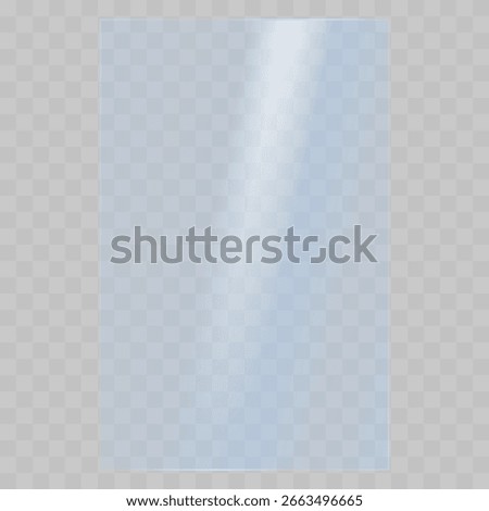 Realistic light reflection on a transparent glass with blue tint. The texture of rectangle glass with blue tint with glare from sunlight.	