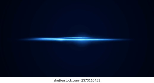 Realistic light reflections, neon illumination in red and blue colors. Bright light lens. Police light effects, lines. Shiny stars, glowing sparks on a black background. Vector