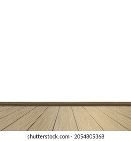 Realistic light wood floor and white wall, background for presentation - Vector illustration