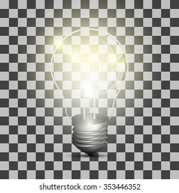 Realistic Lightbulb On A Transparent Background. Vector Illustration