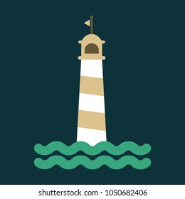 Realistic lighthouse building isolated on background. Vector illustration